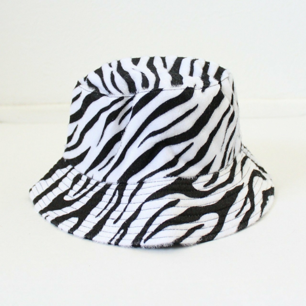 Zebra Fuzzy Bucket Hat